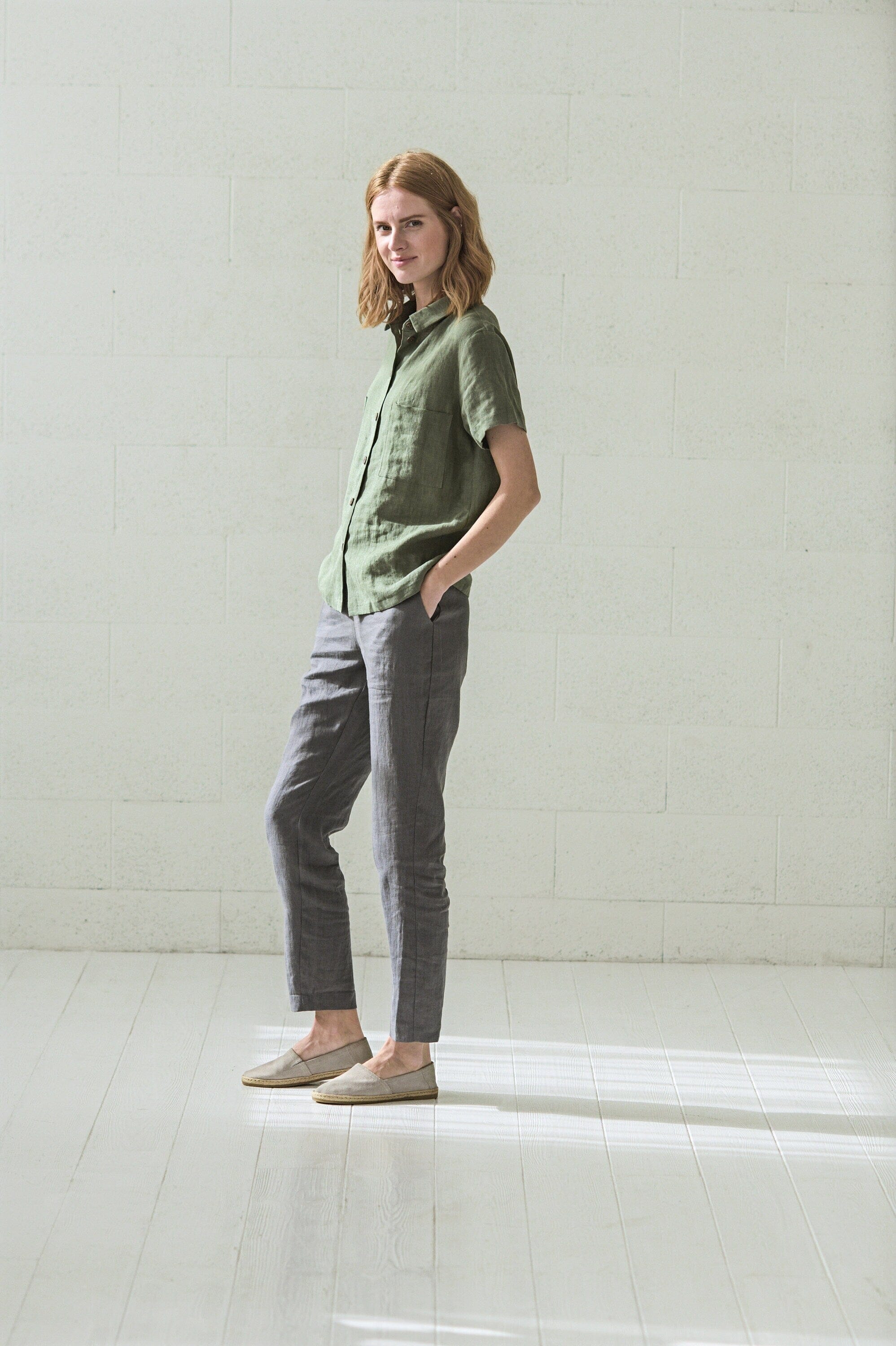 Classic Linen Short Sleeves Shirt Old Linen Mill 