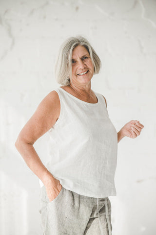 Classic Linen Sleeveless Blouse Old Linen Mill 
