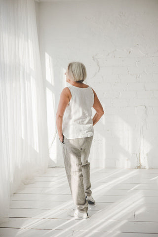 Classic Linen Sleeveless Blouse Old Linen Mill 