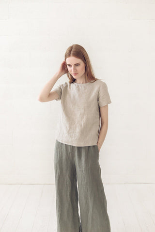 Classic Linen Top Minimalist Blouse Old Linen Mill 