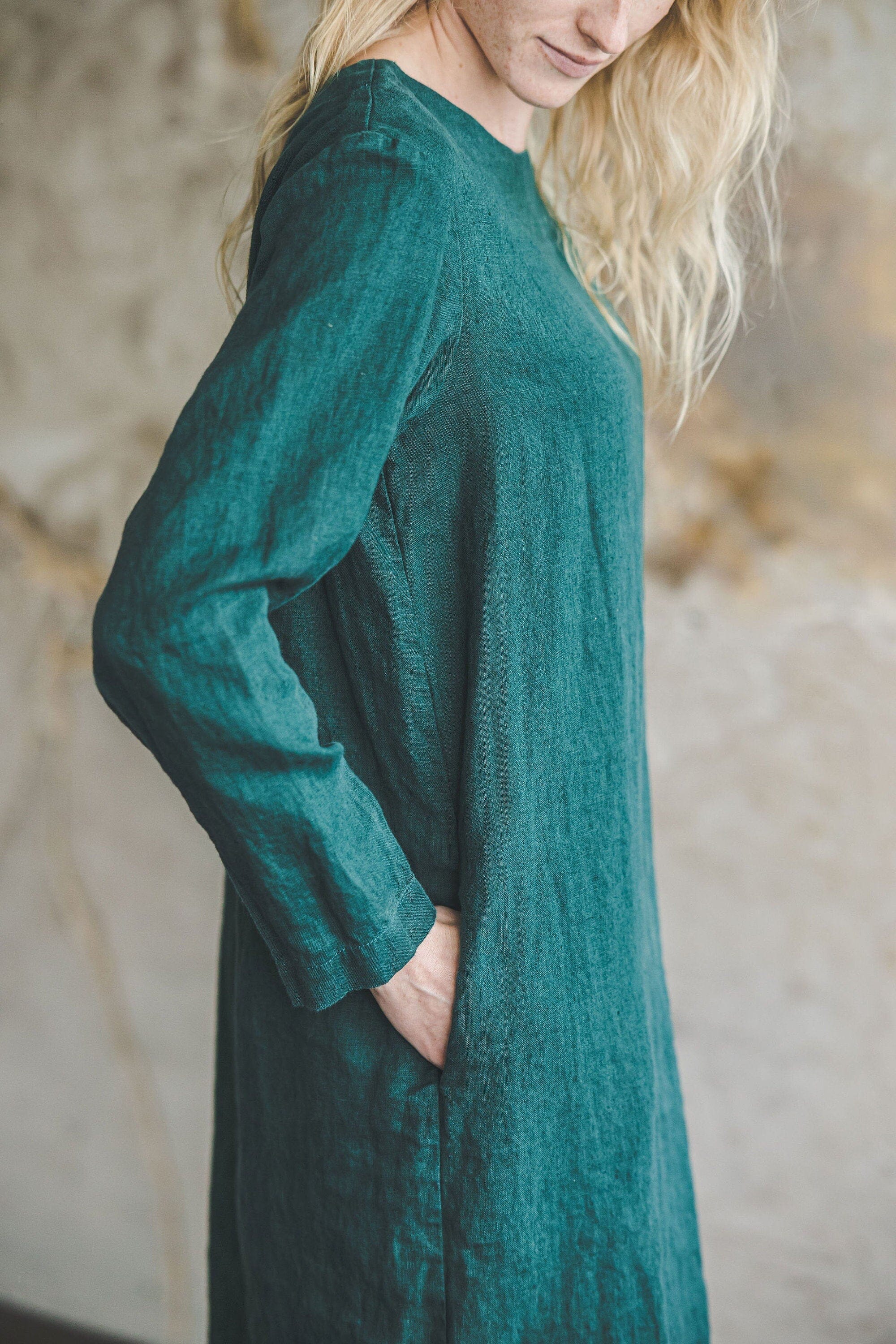 Long Sleeves Linen Tunic Dress Old Linen Mill Long Sleeves Linen Tunic Dress Old Linen Mill