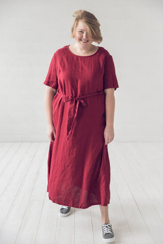 Classic Long Linen Dress Old Linen Mill Small Grey Checks 3XL 