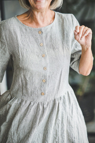 Classic Midi Linen Dress Old Linen Mill 