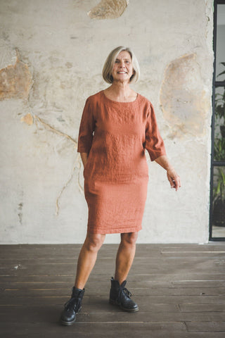 Classic Minimal Linen Dress Old Linen Mill 