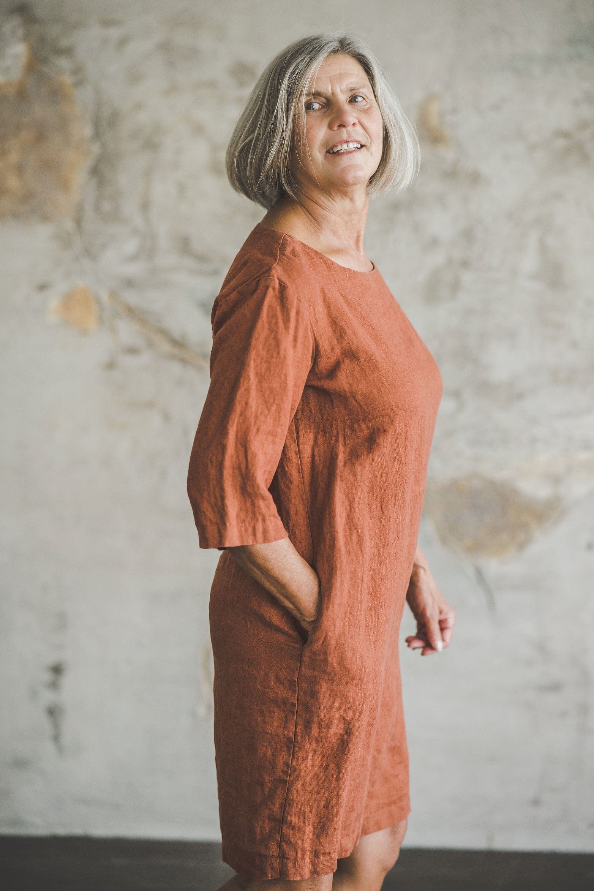 Classic Minimal Linen Tunic Dress with Pockets – Old Linen Mill Classic Minimal Linen Tunic Dress with Pockets – Old Linen Mill