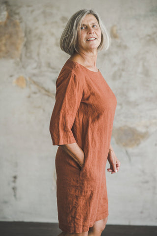 Classic Minimal Linen Dress Old Linen Mill 