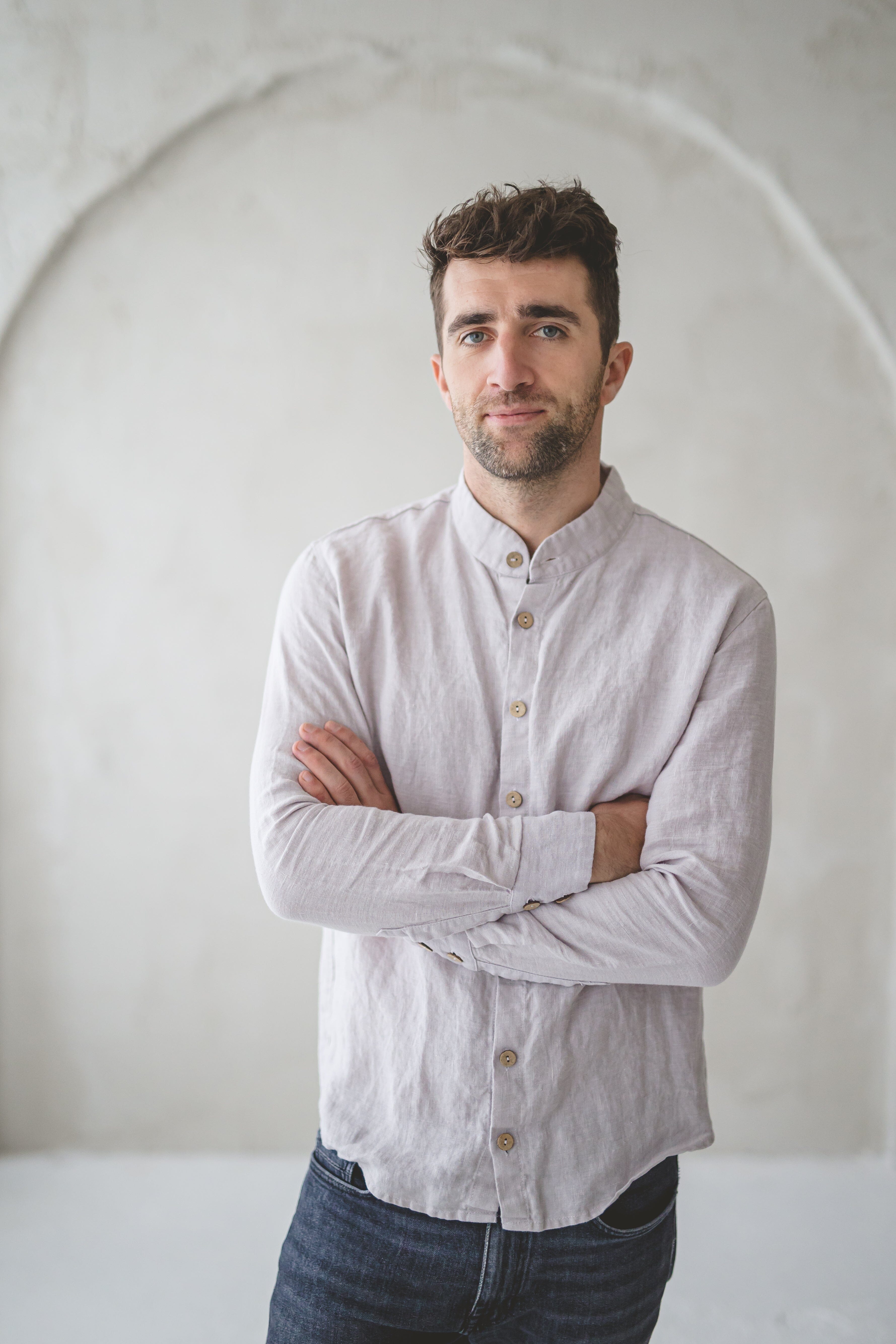 Classic Oxford Linen Men's Shirt Old Linen Mill