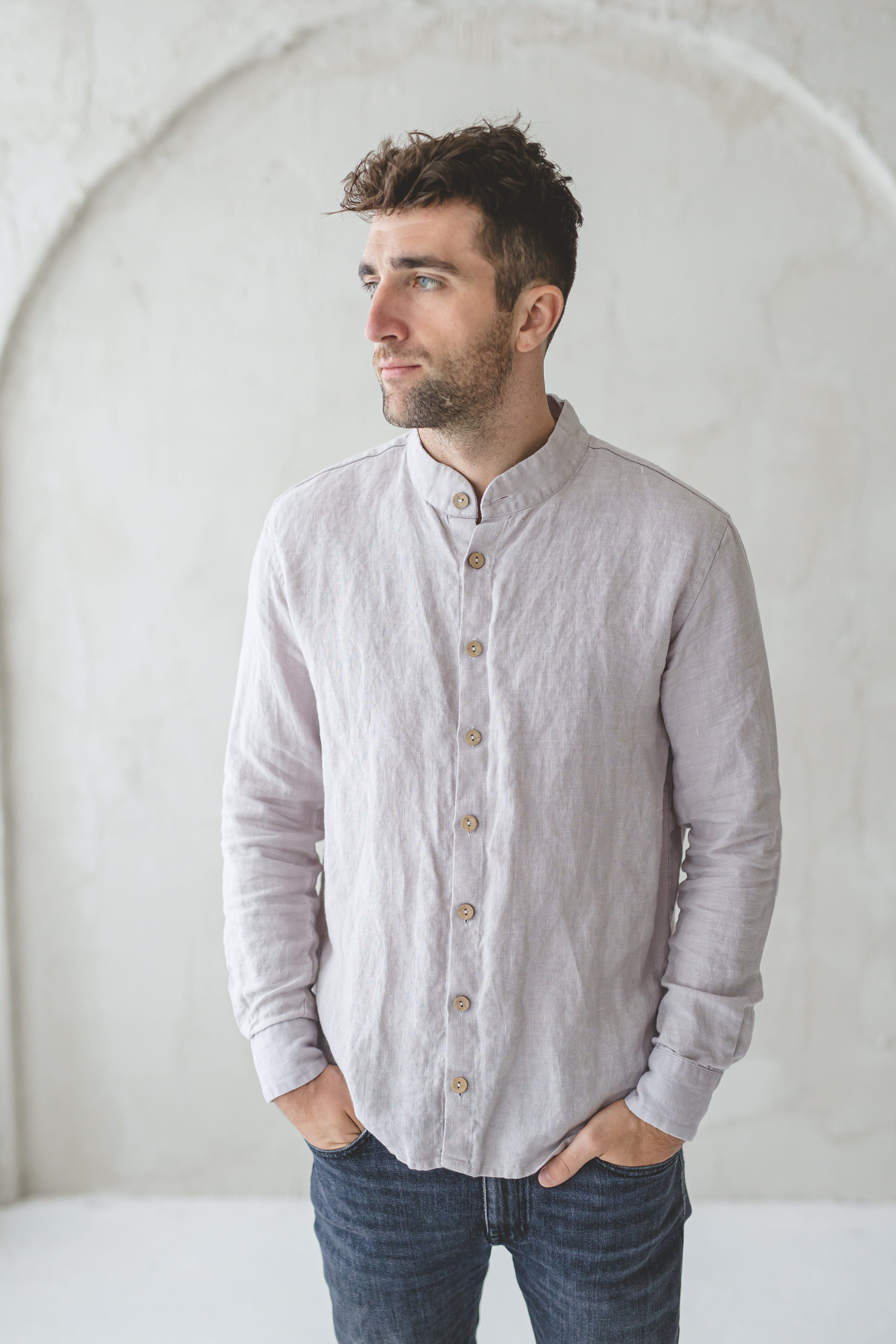 Classic Oxford Linen Men's Shirt Old Linen Mill