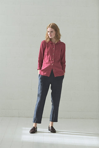 Classic Slim-Fit Linen Shirt Old Linen Mill Small Grey Checks XS 