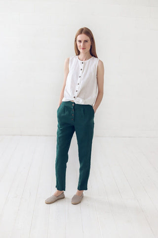 Classic Tapered Linen Women Pants Old Linen Mill 