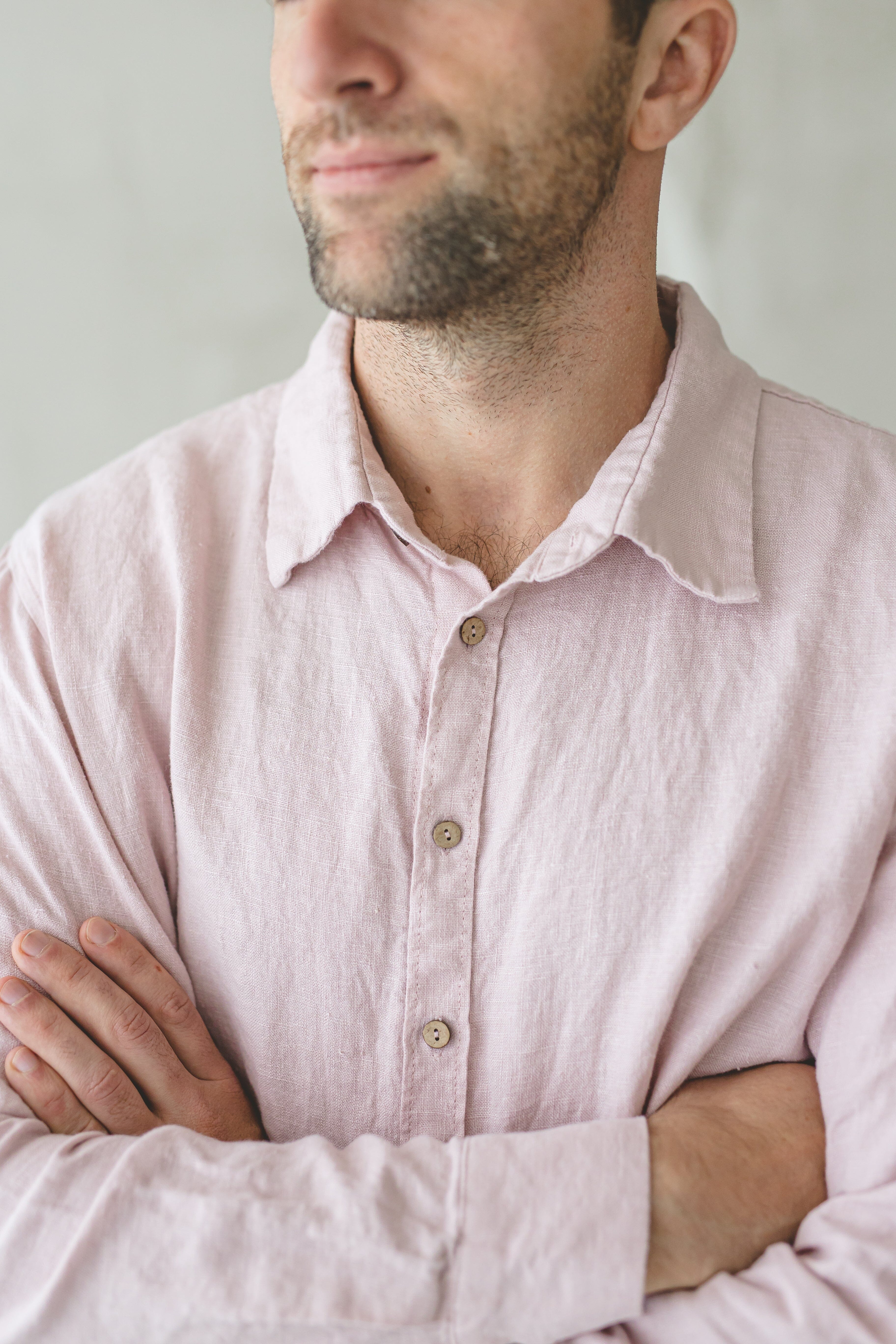 Classic Wide Shoulder Linen Men's Shirt Old Linen Mill