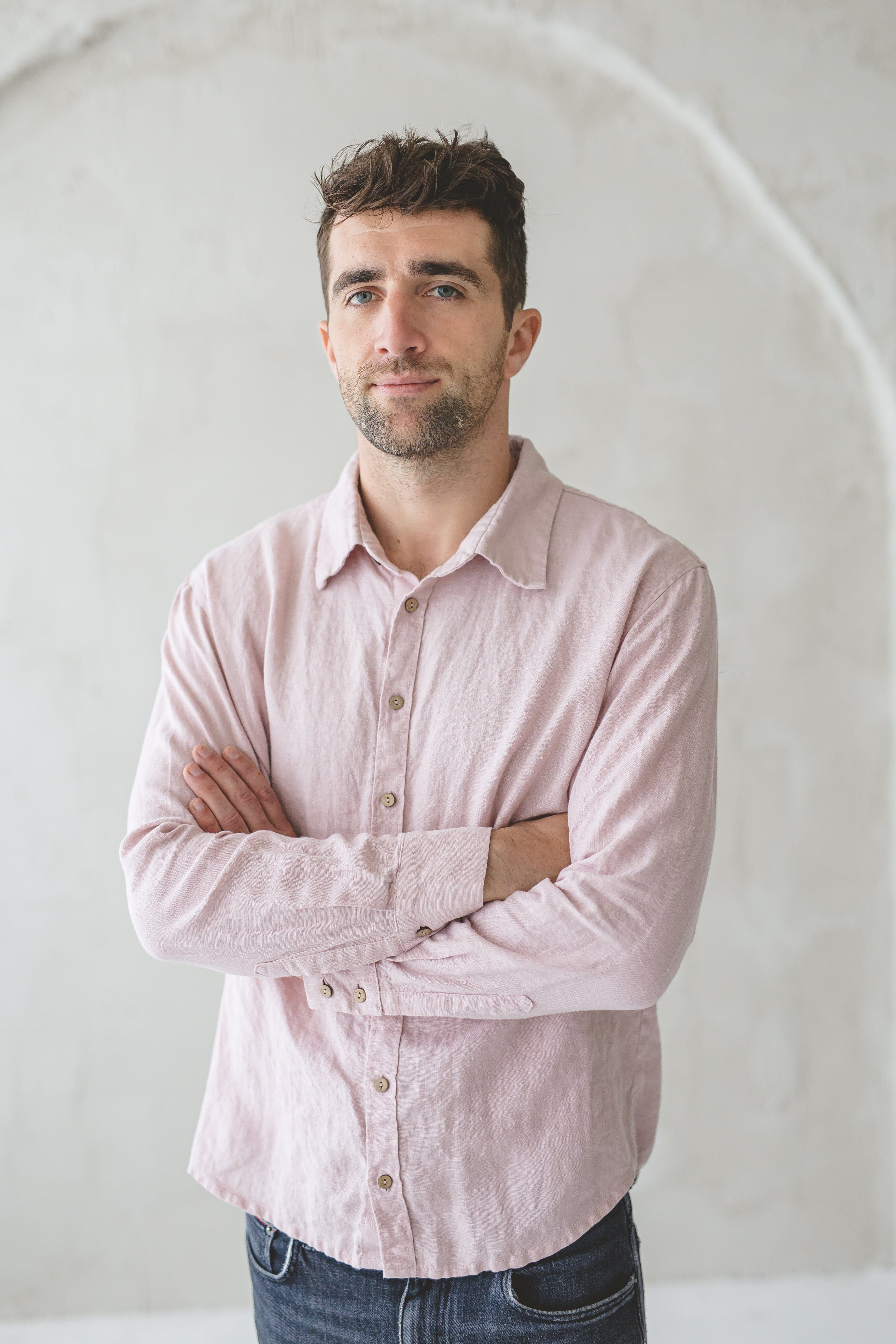 Classic Wide Shoulder Linen Men's Shirt Old Linen Mill