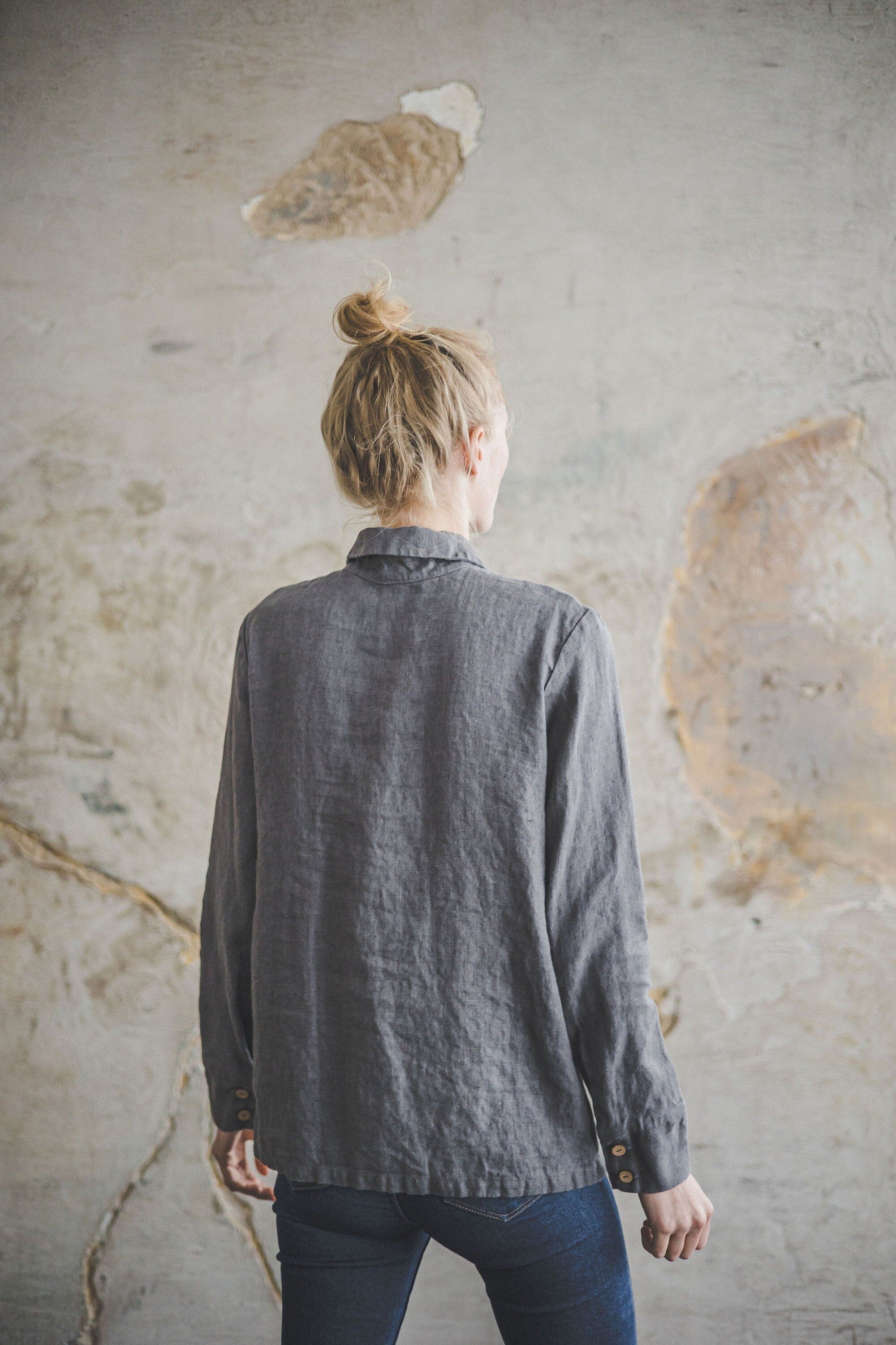 Classic Women's Linen Collar Shirt Old Linen Mill 