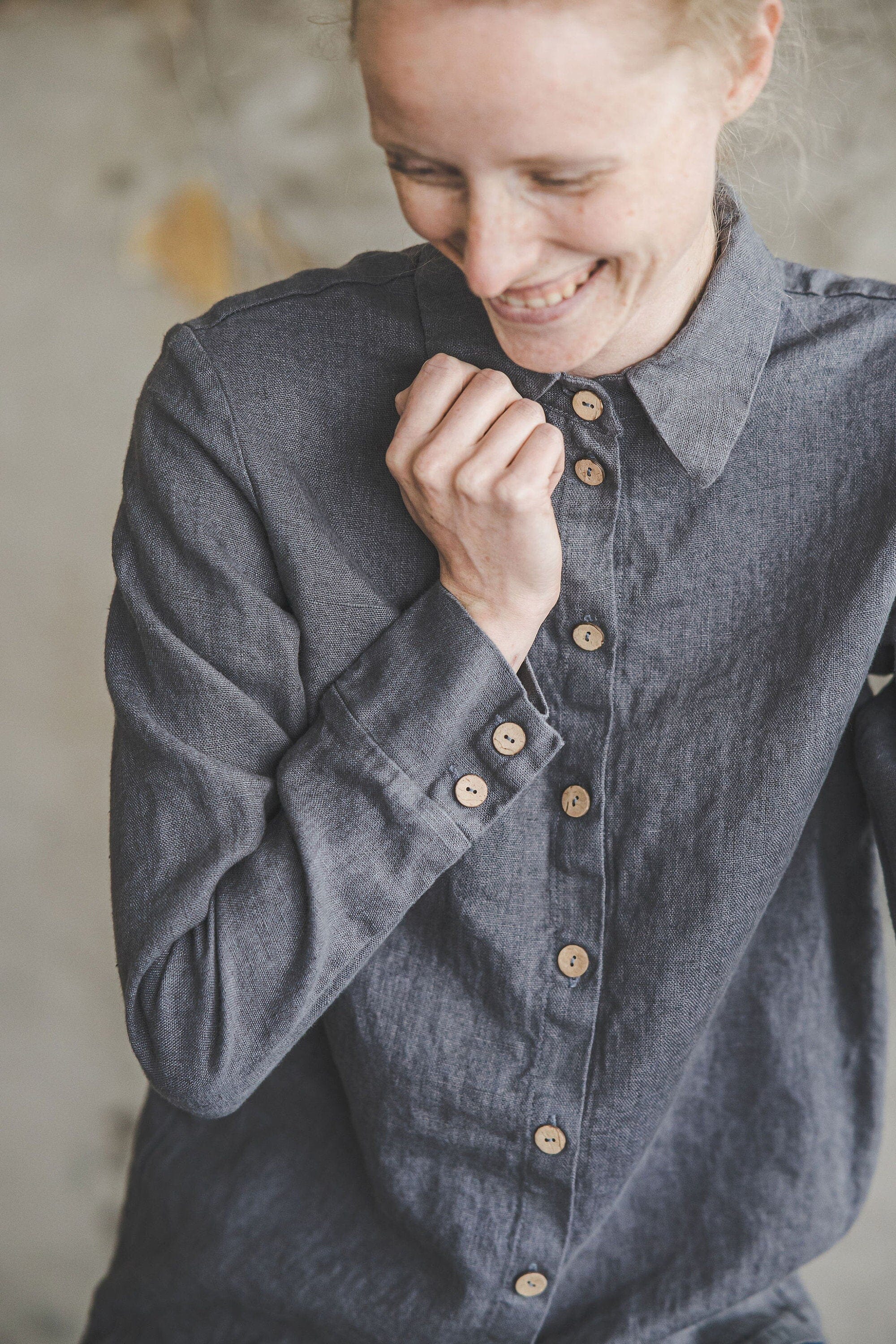 Classic Women's Linen Collar Shirt Old Linen Mill 