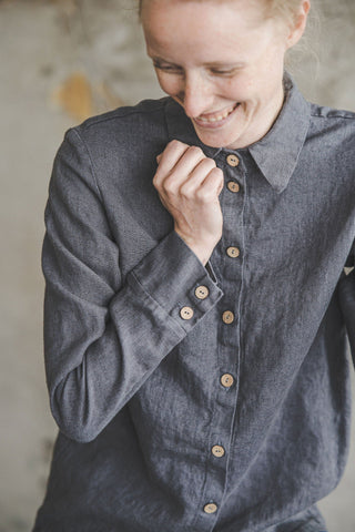 Classic Women's Linen Collar Shirt Old Linen Mill 
