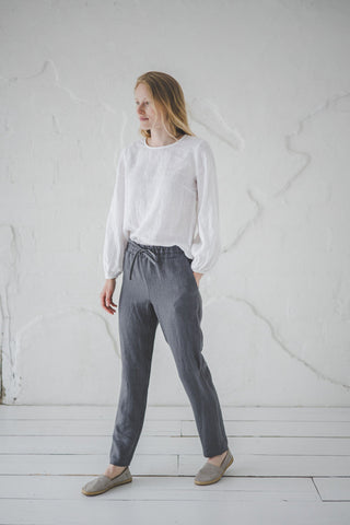 Copy of Tapered Heavy Linen Pants for Women P01 Old Linen Mill 