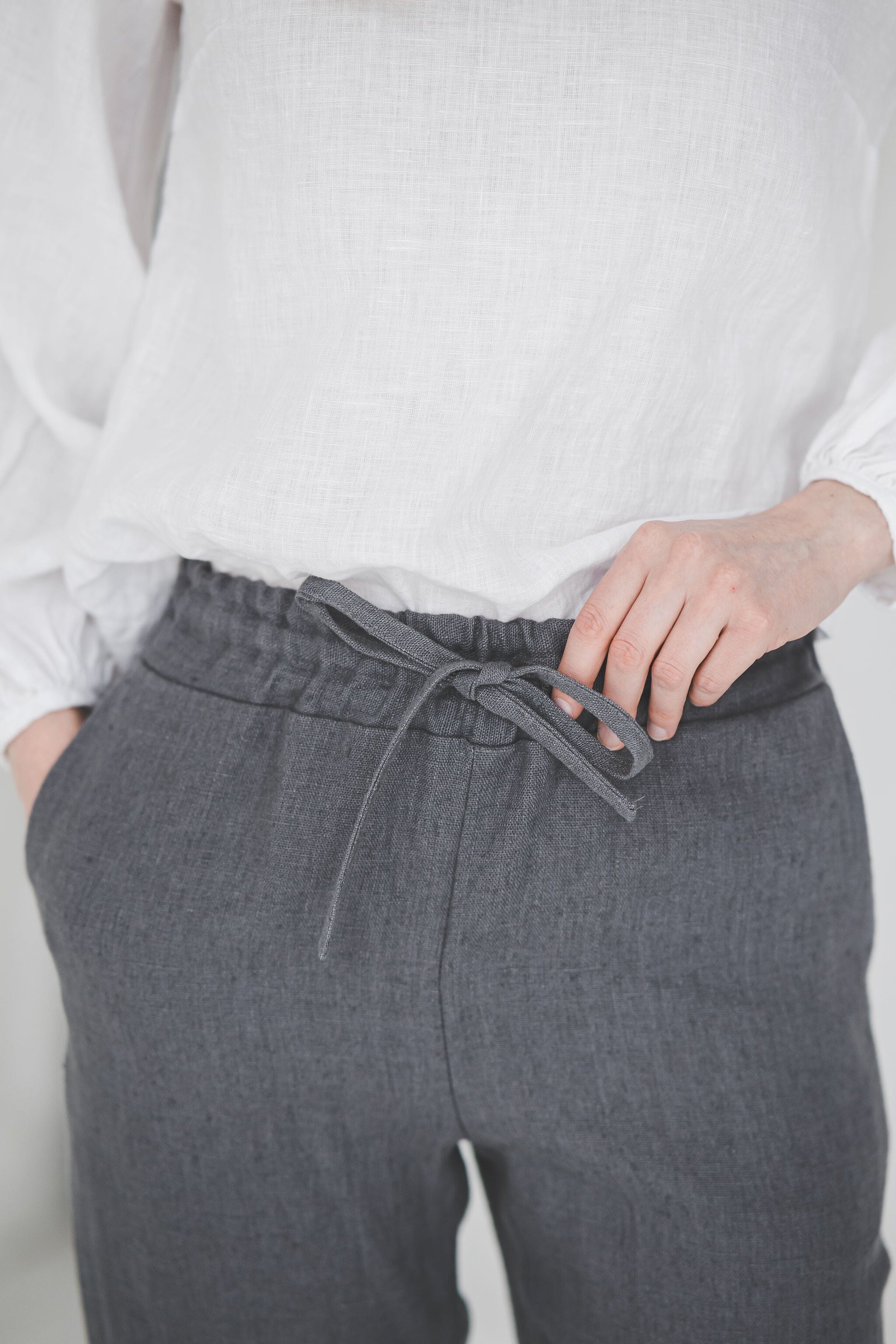 Copy of Tapered Heavy Linen Pants for Women P01 Old Linen Mill 