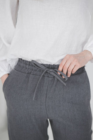 Copy of Tapered Heavy Linen Pants for Women P01 Old Linen Mill 