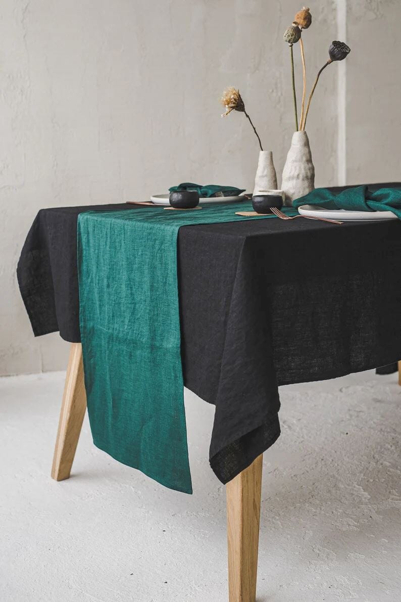 Custom Handmade Linen Table Gift Decor Old Linen Mill Ruby Red 140 x 170 cm; 55.1" x 67" 