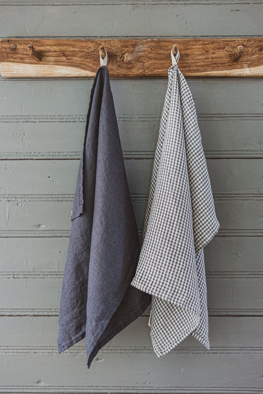 Dark+Pattern Linen Kitchen Tea Towels set of 2 TT50x70 Old Linen Mill