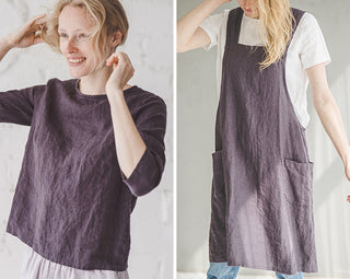 dark aubergine linen color - Old Linen Mill