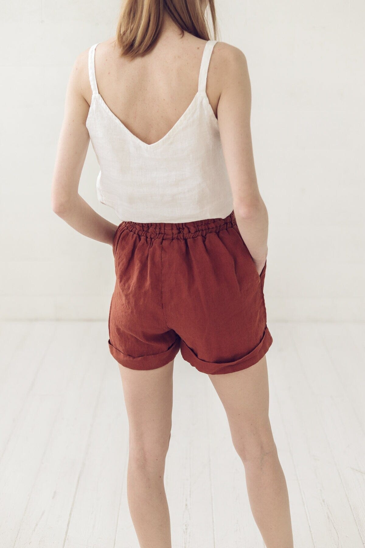 Elastic Waist Linen Summer Shorts Old Linen Mill 