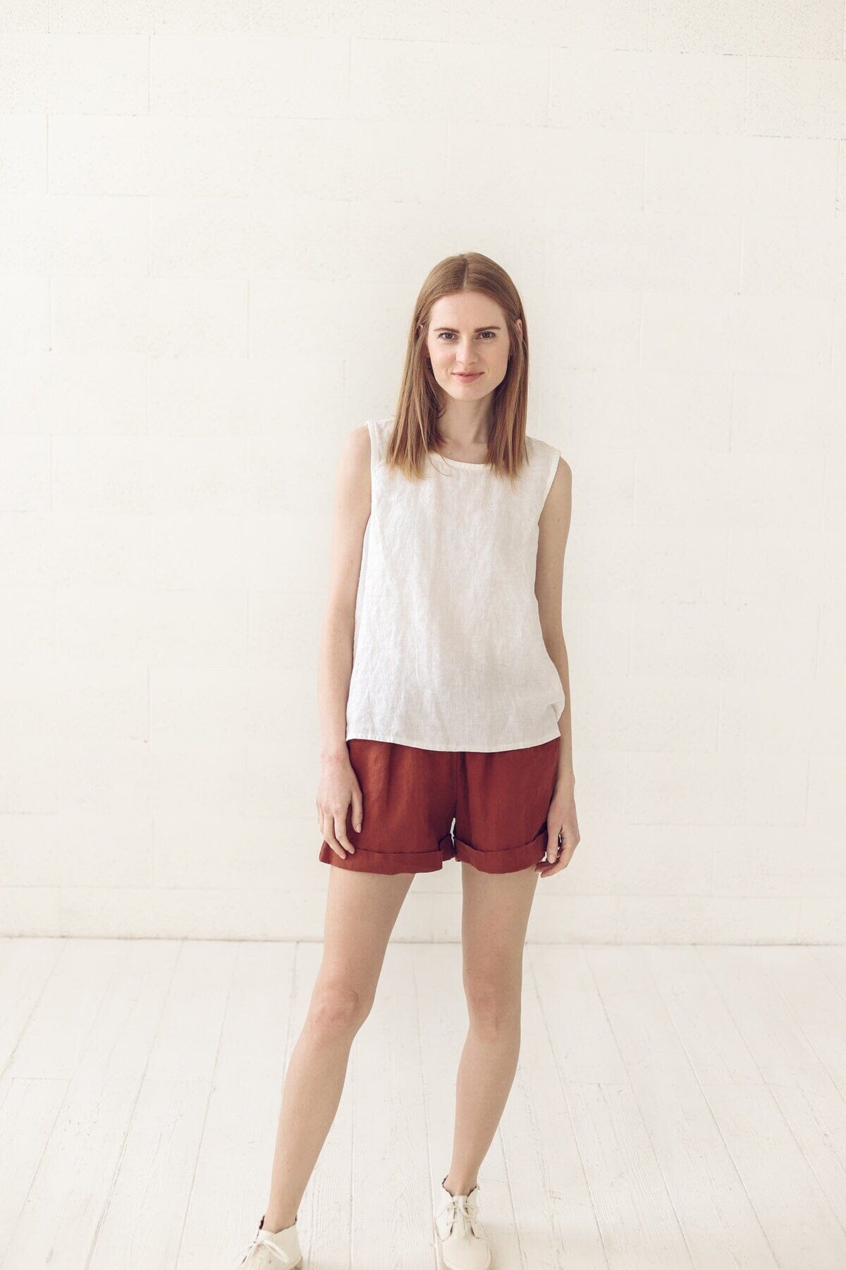 Elastic Waist Linen Summer Shorts Old Linen Mill 
