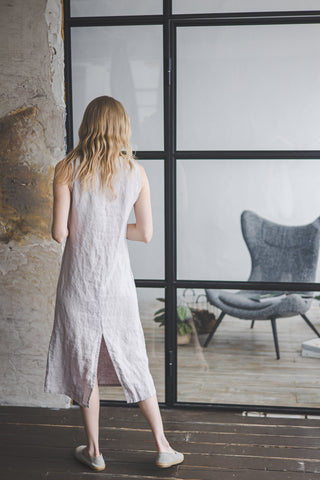 Elegant Long Linen Dress D55 Old Linen Mill