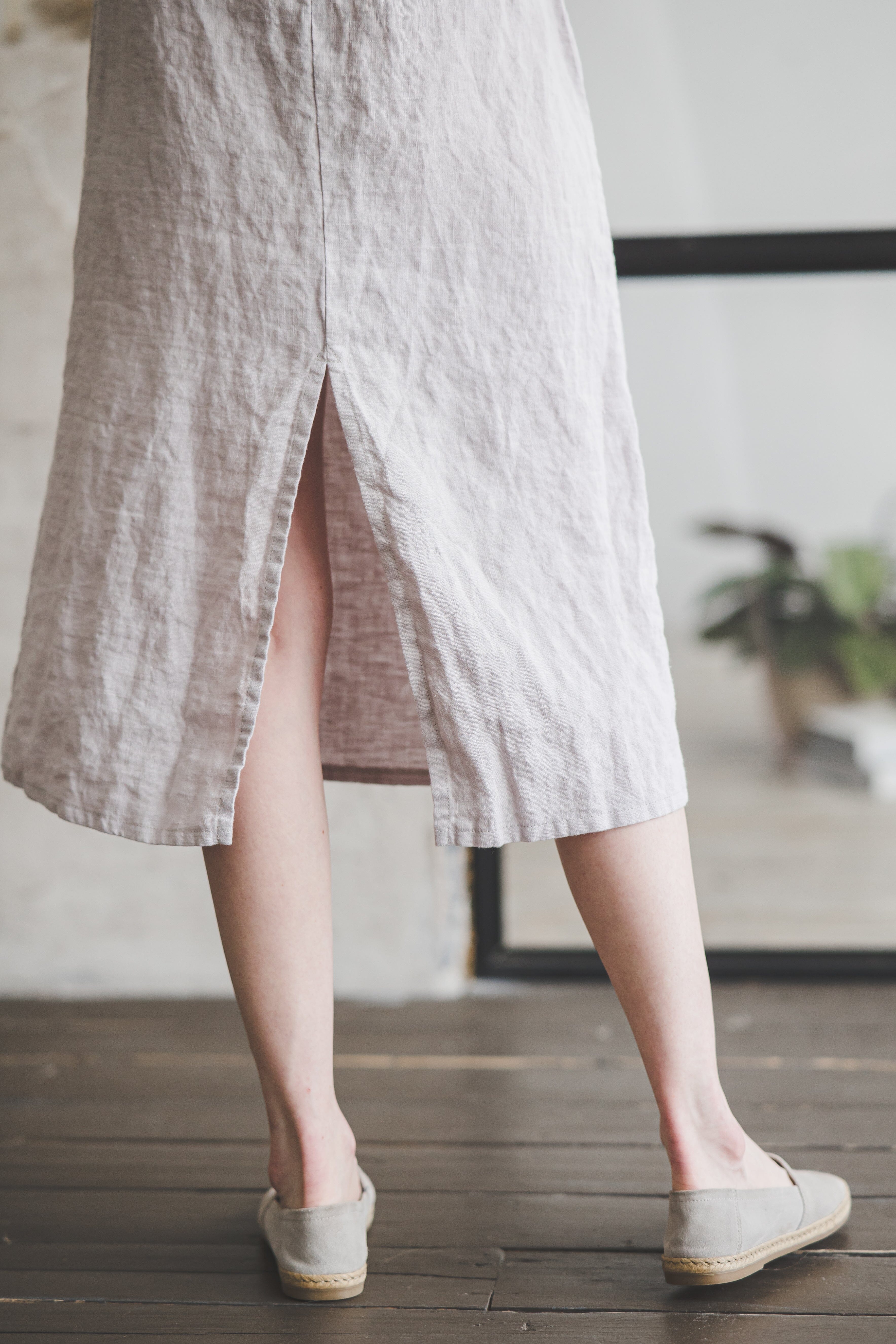 Elegant Long Linen Dress D55 Old Linen Mill