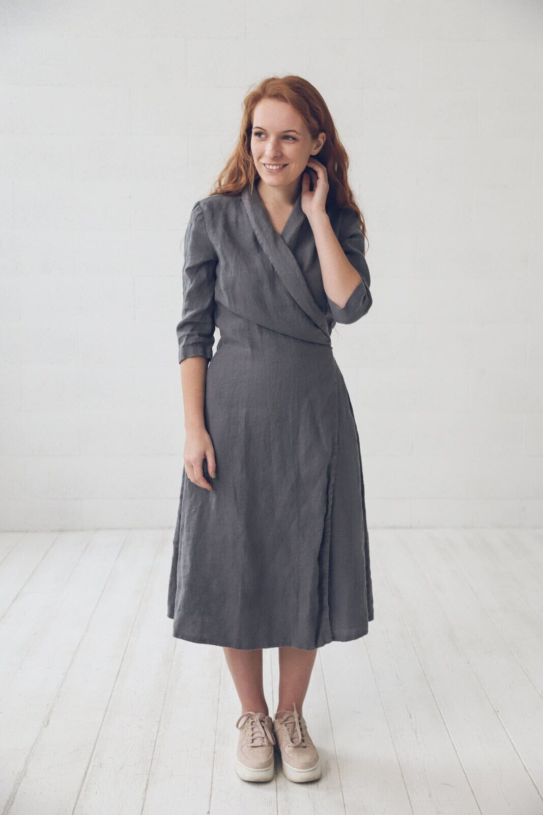 Elegant Long Linen Maxi Wrap Dress Old Linen Mill 