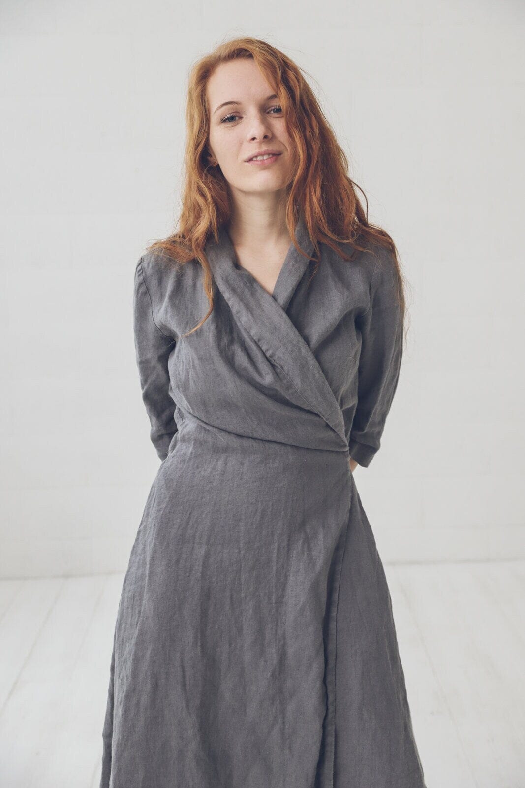 Elegant Long Linen Maxi Wrap Dress Old Linen Mill 