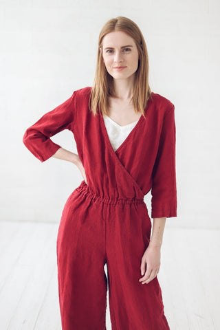 Evening Long Linen Jumpsuit Old Linen Mill 