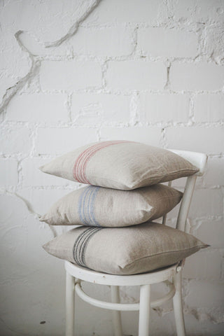 French Linen Decor Cushion Shams Old Linen Mill Red 