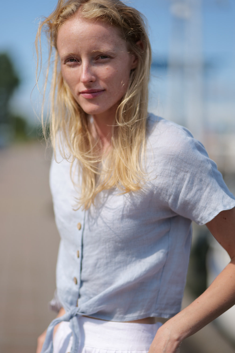 Gauze Linen Tie-Front Summer Top extra thin beautiful linen