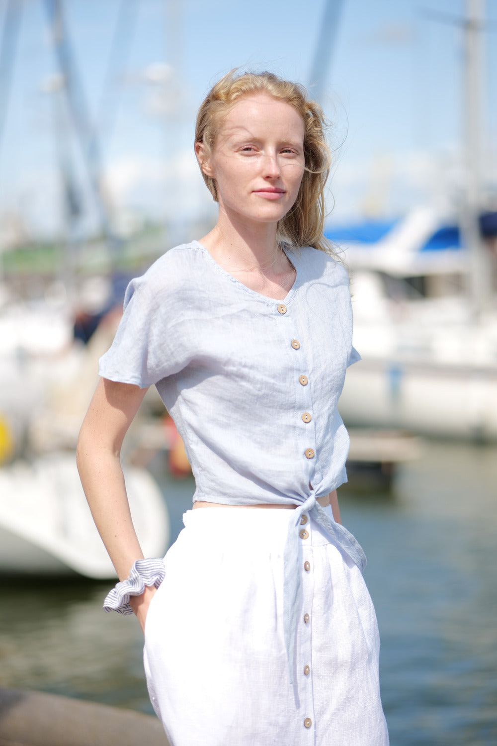 Gauze Linen Tie-Front Summer timeless design and quality