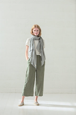 Handcrafted Long Linen Scarves Old Linen Mill Light Blue 