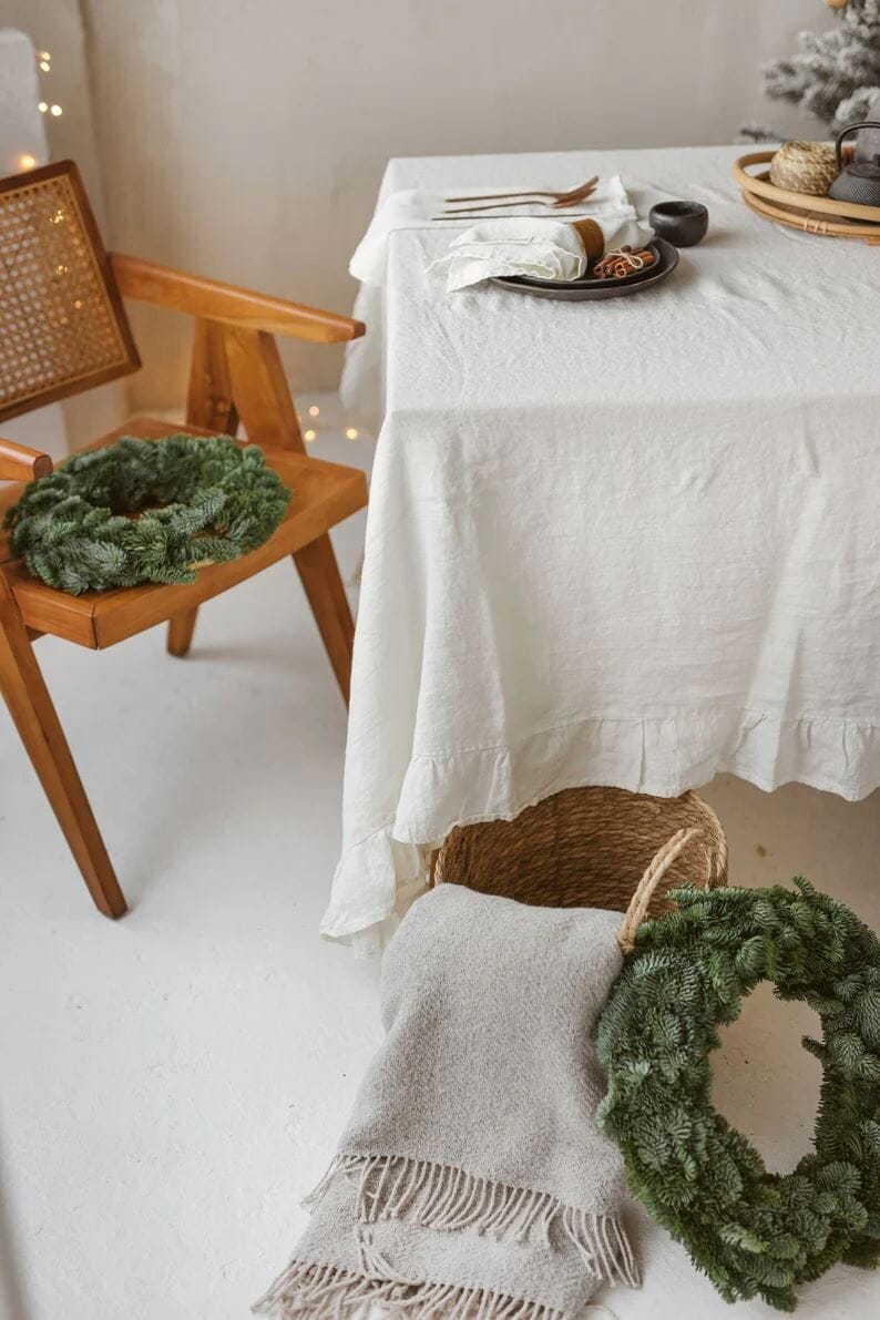 Handmade Christmas Linen Tablecloth Decor Old Linen Mill 