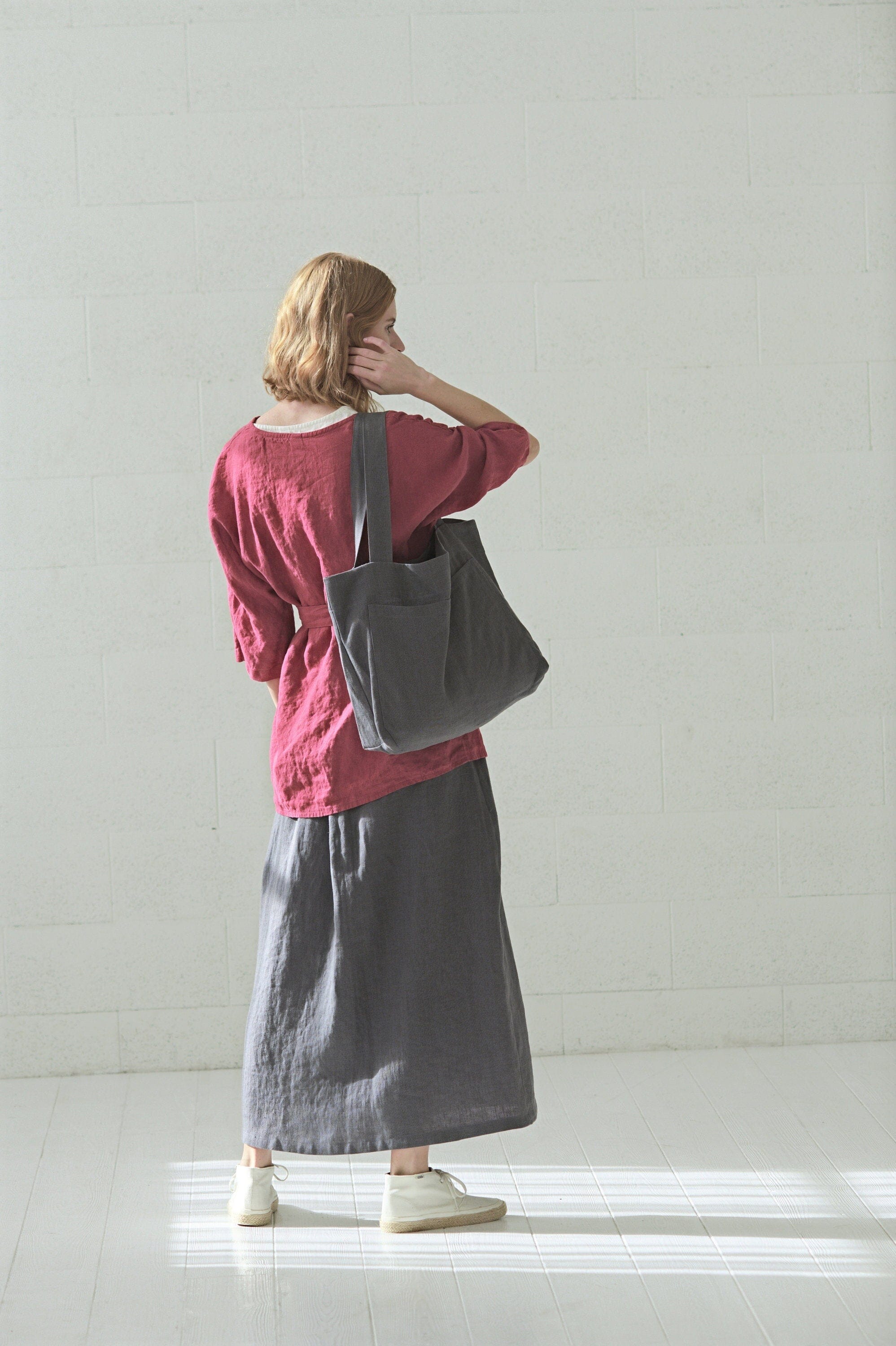 Handmade Heavy Linen Tote Bag Old Linen Mill 