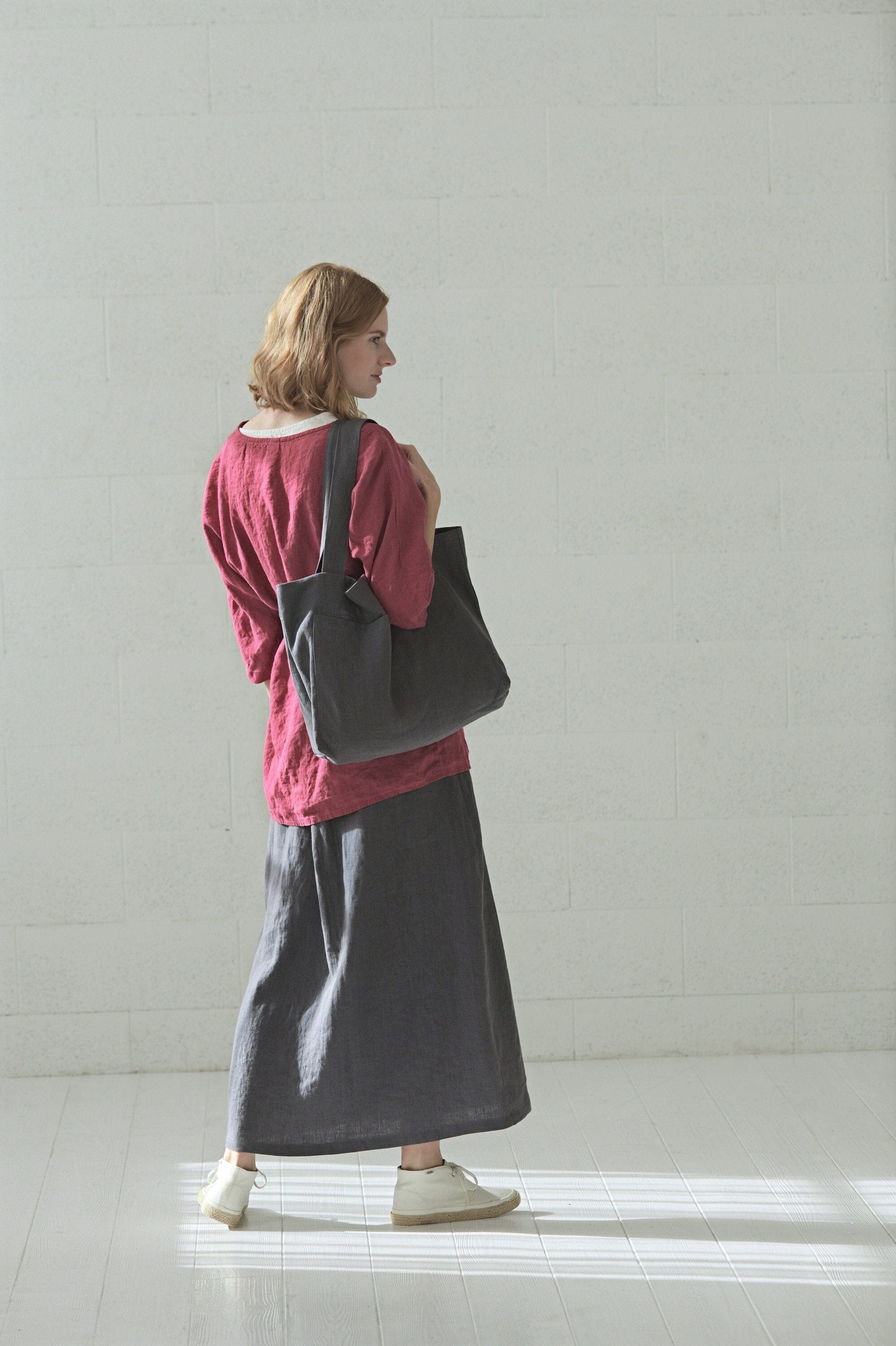 Handmade Heavy Linen Tote Bag Old Linen Mill 