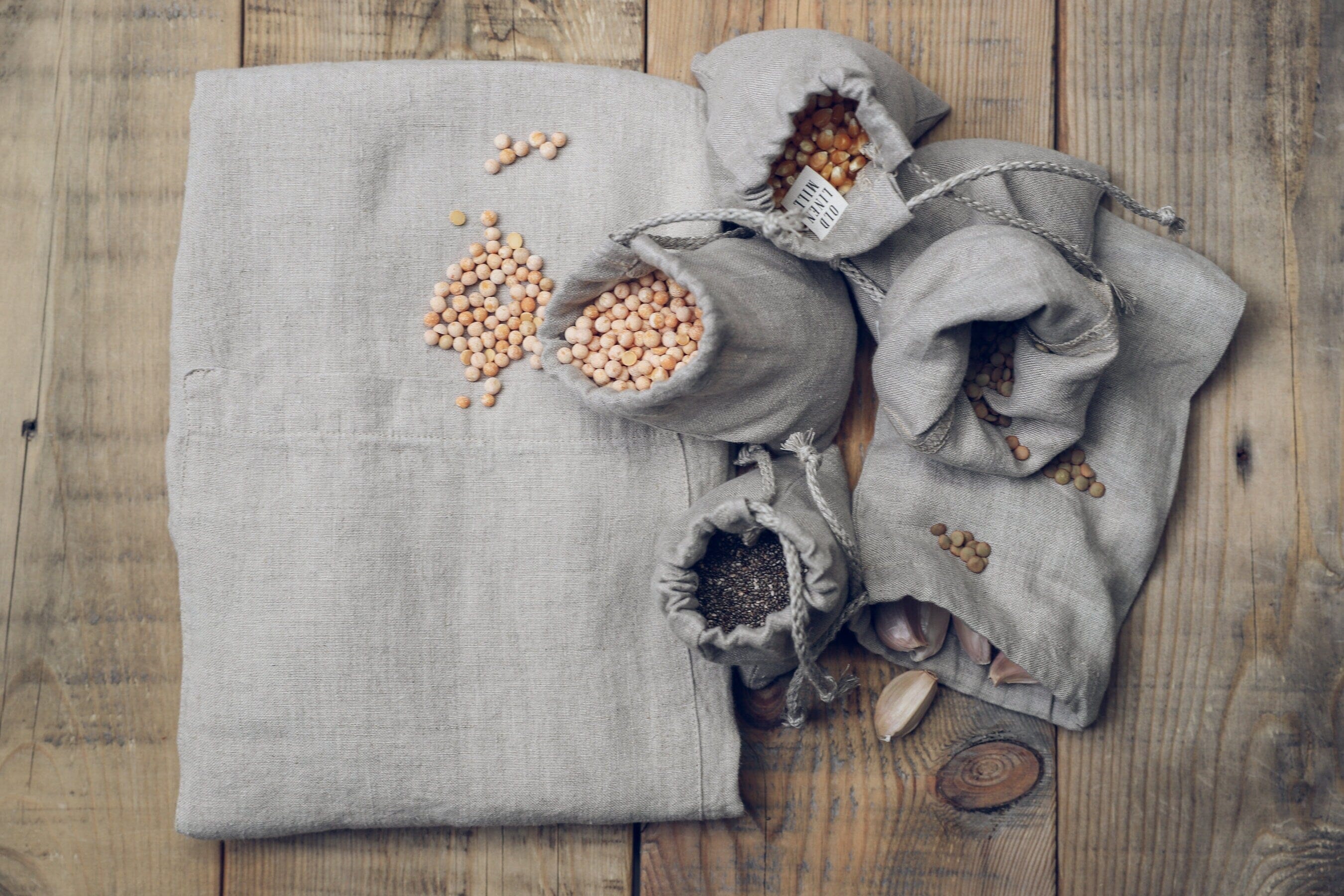 Handmade Linen Apron and Bags Gardening Set Old Linen Mill 