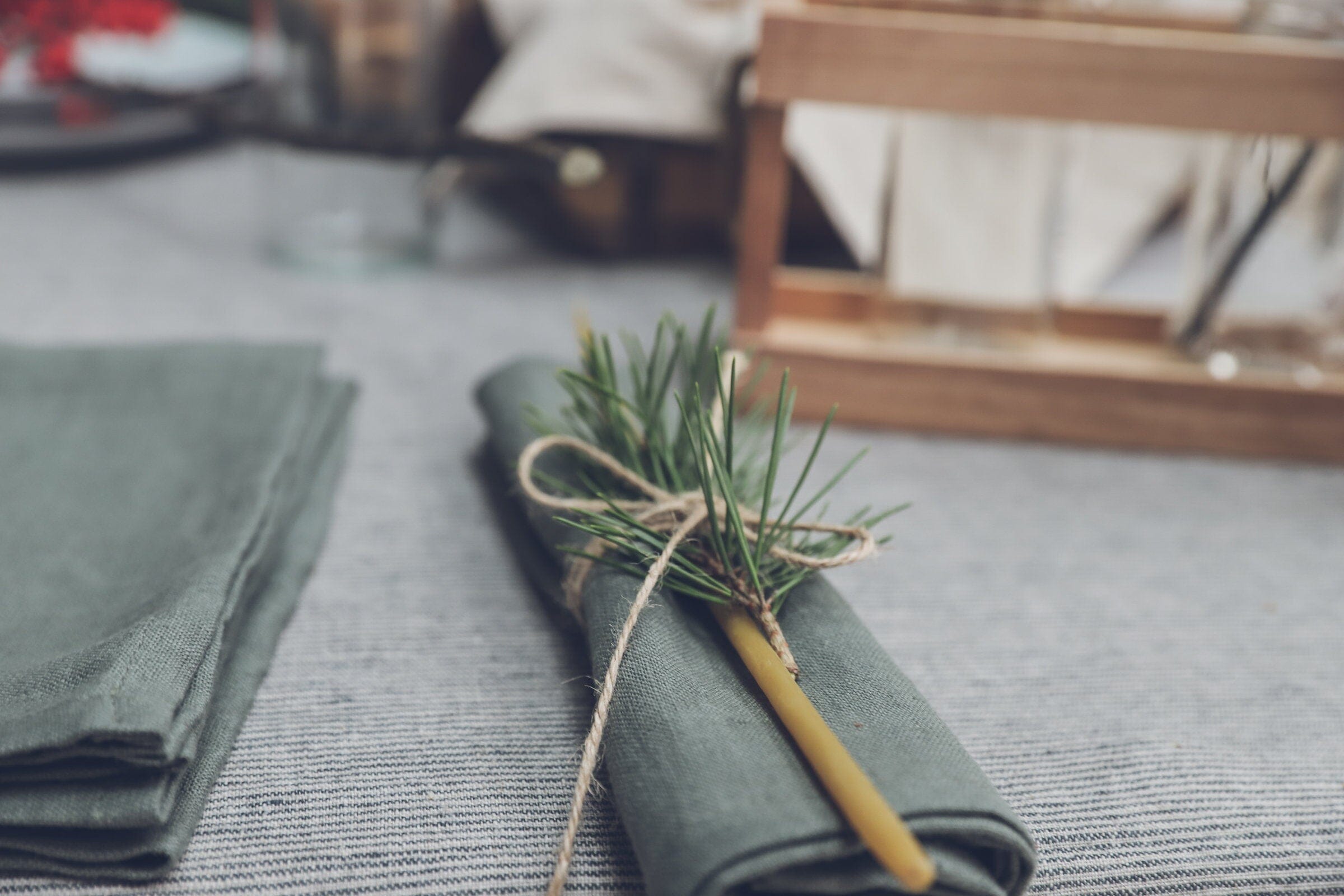 Handmade Linen Table Decor Napkins Set Old Linen Mill 