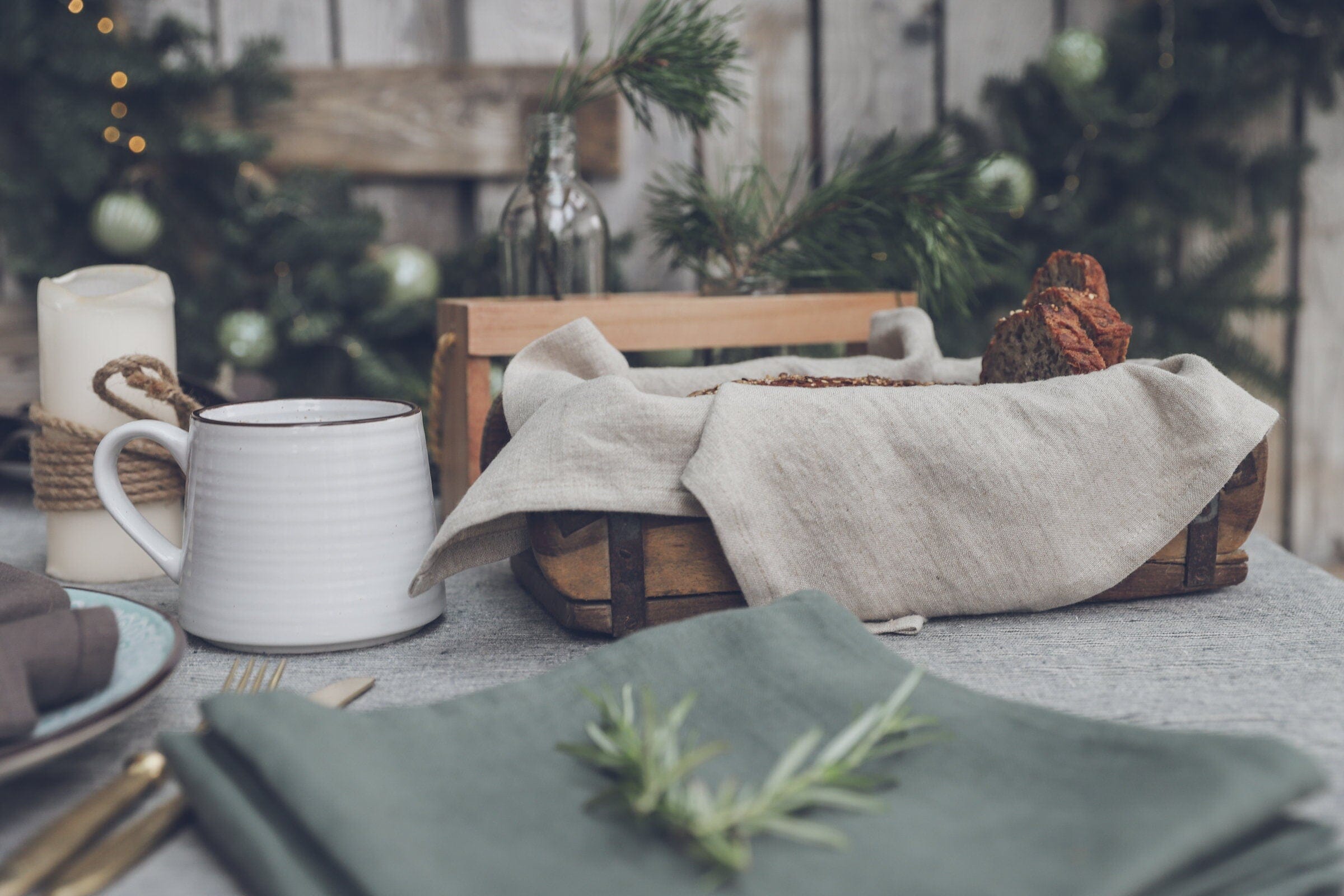 Handmade Linen Table Decor Napkins Set Old Linen Mill 