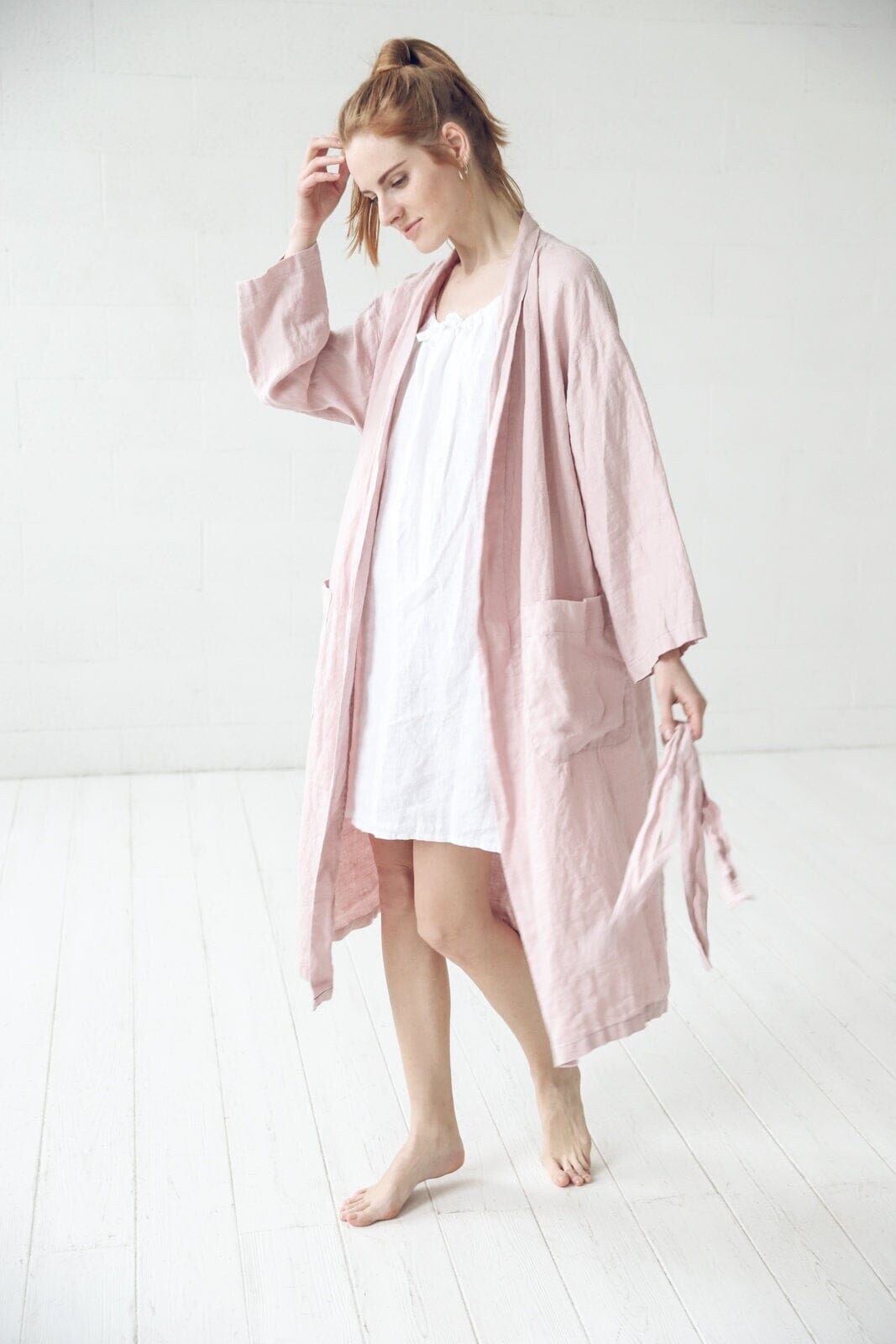 Handmade Long Linen Bathrobe Old Linen Mill 