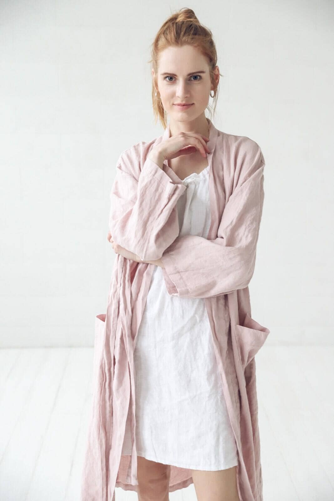 Handmade Long Linen Bathrobe Old Linen Mill 