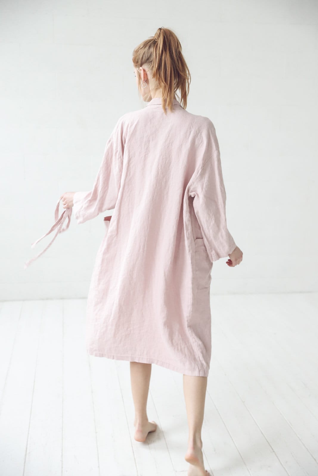 Handmade Long Linen Bathrobe Old Linen Mill 