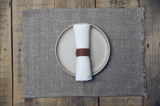 Handmade Sets of Personalized Leather Napkin Rings Old Linen Mill 