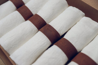 Handmade Sets of Personalized Leather Napkin Rings Old Linen Mill 