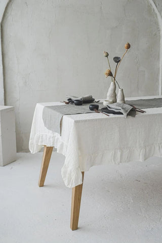 Handmade Table Linen Decor with Ruffles Old Linen Mill 