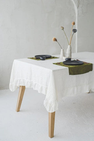 Handmade Table Linen Decor with Ruffles Old Linen Mill 