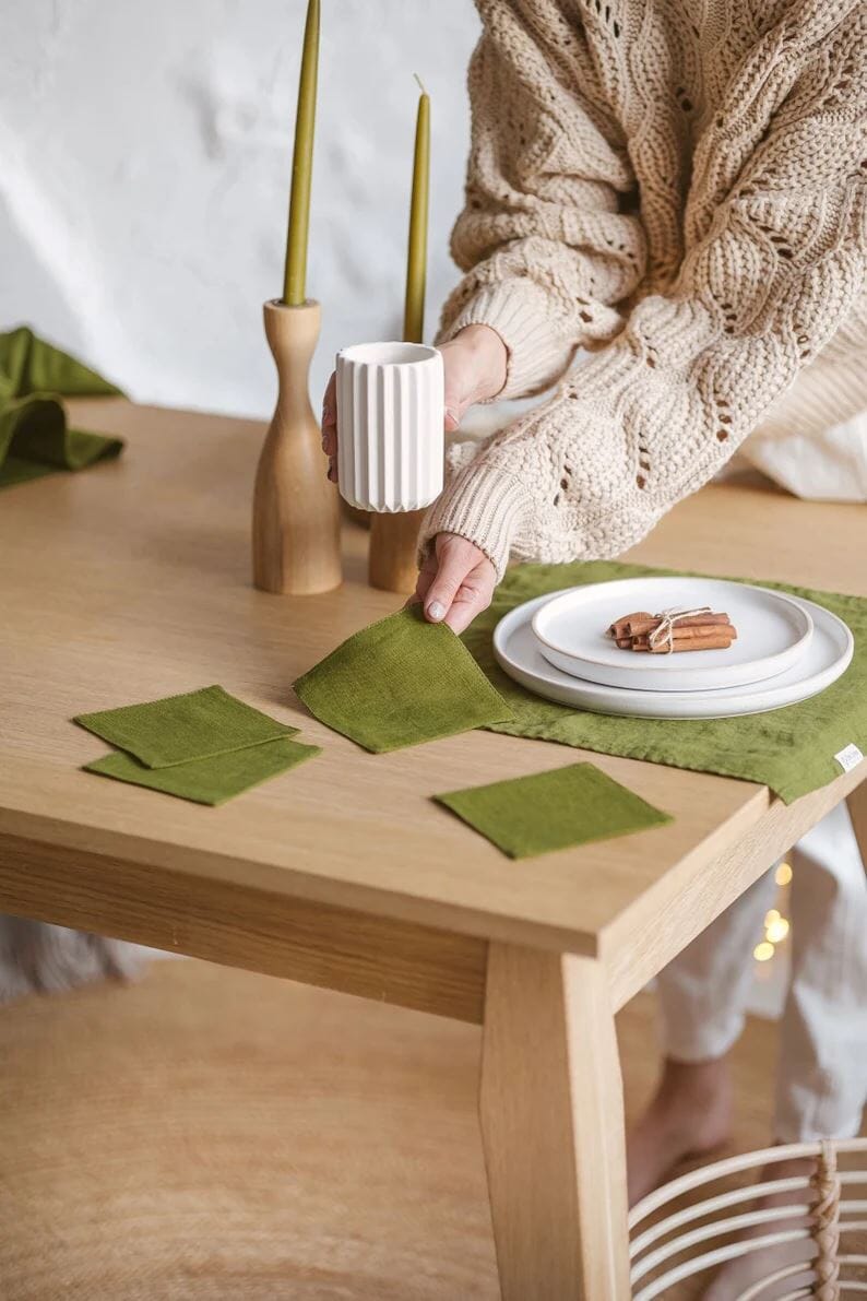 Handmade Table Linen Mug Coasters Old Linen Mill 